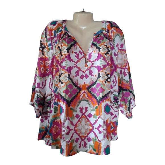 Christian Siriano Tops - Christian Siriano New York Blouse Top Size 1X Multi-color Geo Print